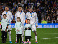 Players of Argentina during anthems before the FIFA World Cup 2026 Qualifier match between Argentina and Chile at Estadio Mas Monumental Ant...