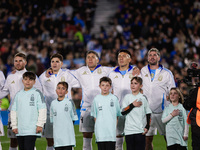 Players of Argentina during anthems before the FIFA World Cup 2026 Qualifier match between Argentina and Chile at Estadio Mas Monumental Ant...