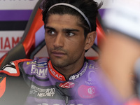 Jorge Martin of Spain and Prima Pramac Racing looks on at the box during Free Practice of MotoGP of San Marino at Misano World Circuit in Mi...