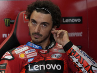 Francesco Bagnaia of Italy and Ducati Lenovo Team looks on at the box during Free Practice of MotoGP of San Marino at Misano World Circuit i...