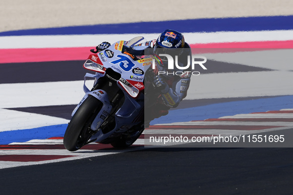 Alex Marquez of Spain and Gresini Racing MotoGP rides on track during Free Practice of MotoGP Of San Marino at Misano World Circuit in Misan...