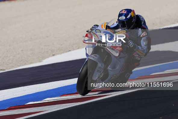 Alex Marquez of Spain and Gresini Racing MotoGP rides on track during Free Practice of MotoGP Of San Marino at Misano World Circuit in Misan...