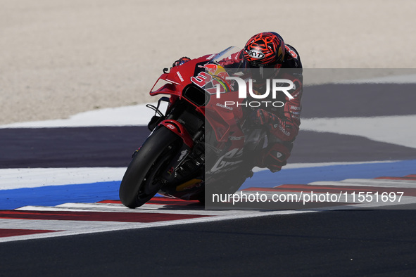 Augusto Fernandez of Spain and Red Bull GASGAS Tech3 participates in Free Practice of MotoGP of San Marino at Misano World Circuit in Misano...