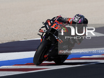 Maverick Vinales of Spain and Aprilia Racing rides on track during Free Practice of MotoGP of San Marino at Misano World Circuit in Misano A...