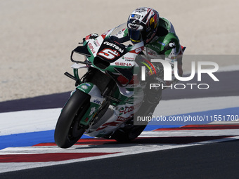 Johann Zarco of France and LCR Honda rides on track during Free Practice of MotoGP of San Marino at Misano World Circuit in Misano Adriatico...