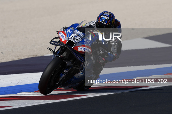 Miguel Oliveira of Portugal and Trackhouse Racing rides on track during Free Practice of MotoGP of San Marino at Misano World Circuit in Mis...