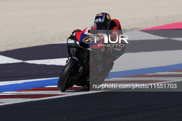 Stefan Bradl of Germany and the HRC Test Team rides on track during Free Practice of MotoGP of San Marino at Misano World Circuit in Misano...