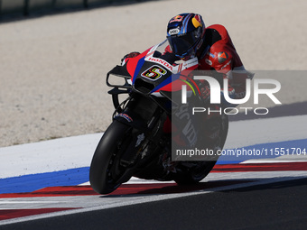 Stefan Bradl of Germany and the HRC Test Team rides on track during Free Practice of MotoGP of San Marino at Misano World Circuit in Misano...