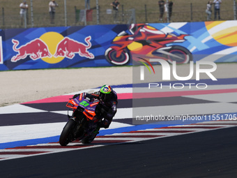 Franco Morbidelli of Italy and Prima Pramac Racing rides on track during Free Practice of MotoGP of San Marino at Misano World Circuit in Mi...