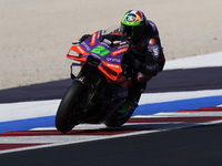 Franco Morbidelli of Italy and Prima Pramac Racing rides on track during Free Practice of MotoGP of San Marino at Misano World Circuit in Mi...