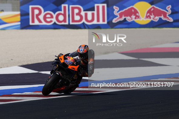 Jack Miller of Australia and Red Bull KTM Factory Racing rides on track during Free Practice of MotoGP Of San Marino at Misano World Circuit...