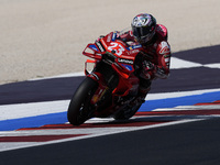 Enea Bastianini of Italy and Ducati Lenovo Team rides on track during Free Practice of MotoGP of San Marino at Misano World Circuit in Misan...