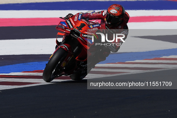 Francesco Bagnaia of Italy and Ducati Lenovo Team rides on track during Free Practice of MotoGP of San Marino at Misano World Circuit in Mis...