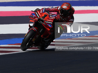 Francesco Bagnaia of Italy and Ducati Lenovo Team rides on track during Free Practice of MotoGP of San Marino at Misano World Circuit in Mis...