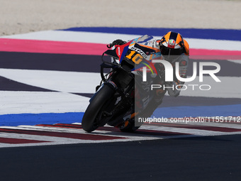 Luca Marini of Italy and Repsol Honda Team rides on track during Free Practice of MotoGP of San Marino at Misano World Circuit in Misano Adr...