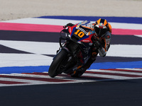 Luca Marini of Italy and Repsol Honda Team rides on track during Free Practice of MotoGP of San Marino at Misano World Circuit in Misano Adr...