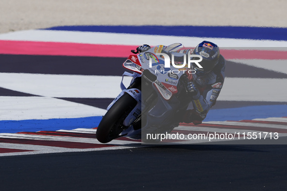 Alex Marquez of Spain and Gresini Racing MotoGP rides on track during Free Practice of MotoGP Of San Marino at Misano World Circuit in Misan...