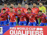 Chile players pose for the team photo before the FIFA World Cup 2026 Qualifier between Argentina and Chile at Estadio Mas Monumental Antonio...