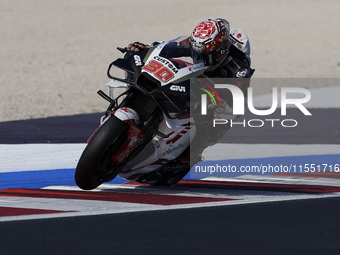 Takaaki Nakagami of Japan and LCR Honda rides on track during Free Practice of MotoGP Of San Marino at Misano World Circuit in Misano Adriat...