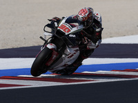 Takaaki Nakagami of Japan and LCR Honda rides on track during Free Practice of MotoGP Of San Marino at Misano World Circuit in Misano Adriat...