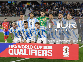 Argentina players pose for the team photo before the FIFA World Cup 2026 Qualifier between Argentina and Chile at Estadio Mas Monumental Ant...