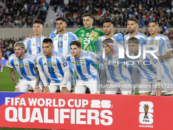 Argentina players pose for the team photo before the FIFA World Cup 2026 Qualifier between Argentina and Chile at Estadio Mas Monumental Ant...