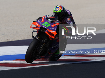 Franco Morbidelli of Italy and Prima Pramac Racing rides on track during Free Practice of MotoGP of San Marino at Misano World Circuit in Mi...