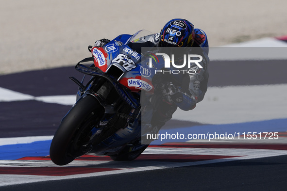 Miguel Oliveira of Portugal and Trackhouse Racing rides on track during Free Practice of MotoGP of San Marino at Misano World Circuit in Mis...