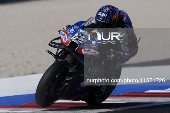 Miguel Oliveira of Portugal and Trackhouse Racing rides on track during Free Practice of MotoGP of San Marino at Misano World Circuit in Mis...