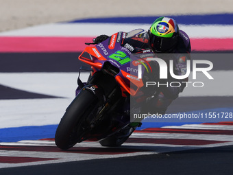 Franco Morbidelli of Italy and Prima Pramac Racing rides on track during Free Practice of MotoGP of San Marino at Misano World Circuit in Mi...