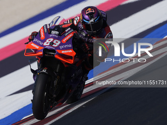 Jorge Martin of Spain and Prima Pramac Racing rides on track during Free Practice of MotoGP Of San Marino at Misano World Circuit in Misano...