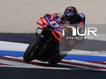 Jorge Martin of Spain and Prima Pramac Racing rides on track during Free Practice of MotoGP Of San Marino at Misano World Circuit in Misano...