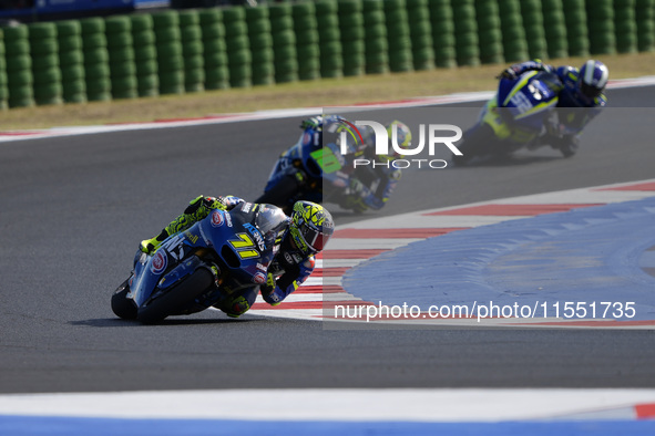 Dennis Foggia of Italy and Italtrans Racing Team rides on track during Moto2 Free Practice of MotoGP Of San Marino at Misano World Circuit i...