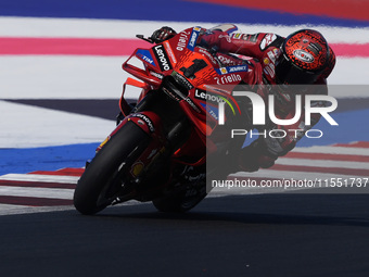 Francesco Bagnaia of Italy and Ducati Lenovo Team rides on track during Free Practice of MotoGP of San Marino at Misano World Circuit in Mis...