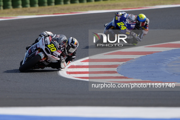 Xavi Cardelus of Andorra and Fantic Racing rides on track during Moto2 Free Practice of MotoGP of San Marino at Misano World Circuit in Misa...