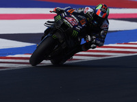 Alex Rins of Spain and Monster Energy Yamaha MotoGP rides on track during Free Practice of MotoGP Of San Marino at Misano World Circuit in M...