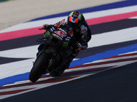 Alex Rins of Spain and Monster Energy Yamaha MotoGP rides on track during Free Practice of MotoGP Of San Marino at Misano World Circuit in M...