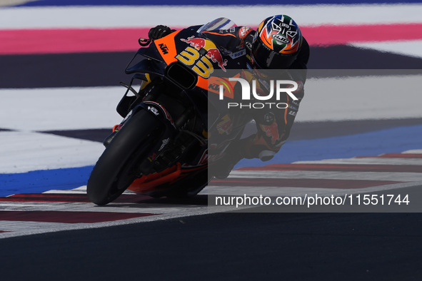 Brad Binder of South Africa and Red Bull KTM Factory Racing rides on track during Free Practice of MotoGP of San Marino at Misano World Circ...