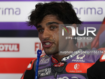 Jorge Martin of Spain and Prima Pramac Racing looks on at the box during Free Practice of MotoGP of San Marino at Misano World Circuit in Mi...