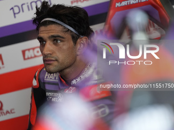 Jorge Martin of Spain and Prima Pramac Racing looks on at the box during Free Practice of MotoGP of San Marino at Misano World Circuit in Mi...