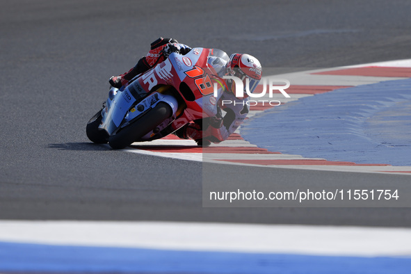 Manuel Gonzalez of Spain and QJMOTOR Gresini Moto2 rides on track during Moto2 Free Practice of MotoGP Of San Marino at Misano World Circuit...