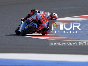 Manuel Gonzalez of Spain and QJMOTOR Gresini Moto2 rides on track during Moto2 Free Practice of MotoGP Of San Marino at Misano World Circuit...