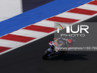 Marc Marquez of Spain and Gresini Racing MotoGP rides on track during Free Practice of MotoGP Of San Marino at Misano World Circuit in Misan...