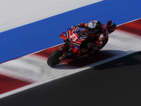 Enea Bastianini of Italy and Ducati Lenovo Team rides on track during Free Practice of MotoGP of San Marino at Misano World Circuit in Misan...