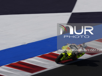 Marco Bezzecchi of Italy and Pertamina Enduro VR46 Racing Team rides on track during Free Practice of MotoGP Of San Marino at Misano World C...