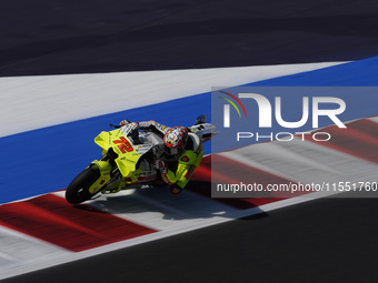 Marco Bezzecchi of Italy and Pertamina Enduro VR46 Racing Team rides on track during Free Practice of MotoGP Of San Marino at Misano World C...