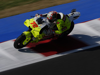 Marco Bezzecchi of Italy and Pertamina Enduro VR46 Racing Team rides on track during Free Practice of MotoGP Of San Marino at Misano World C...