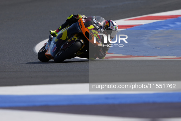 Tony Arbolino of Italy and the ELF Marc VDS Racing Team rides on track during Moto2 Free Practice of MotoGP Of San Marino at Misano World Ci...