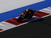 Aleix Espargaro of Spain and Aprilia Racing rides on track during Free Practice of MotoGP of San Marino at Misano World Circuit in Misano Ad...