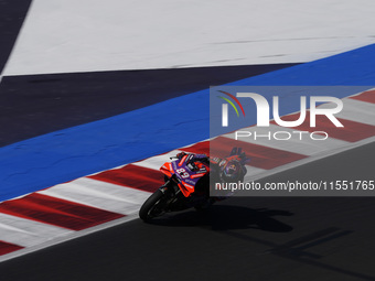 Jorge Martin of Spain and Prima Pramac Racing rides on track during Free Practice of MotoGP Of San Marino at Misano World Circuit in Misano...